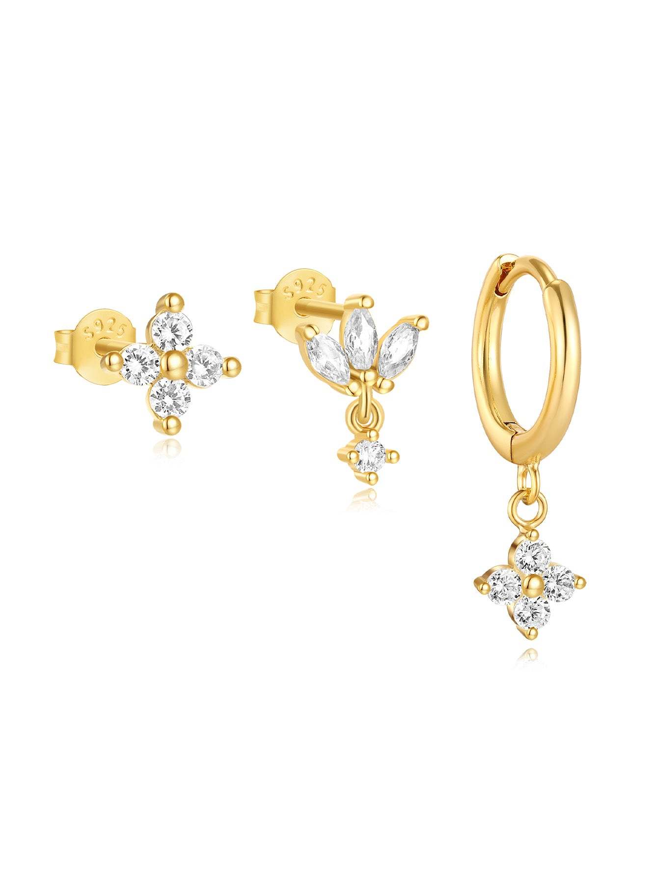 S925 Floral Zirconia Simple Gorgeous Fashion Earring Collection-Olarajewelry