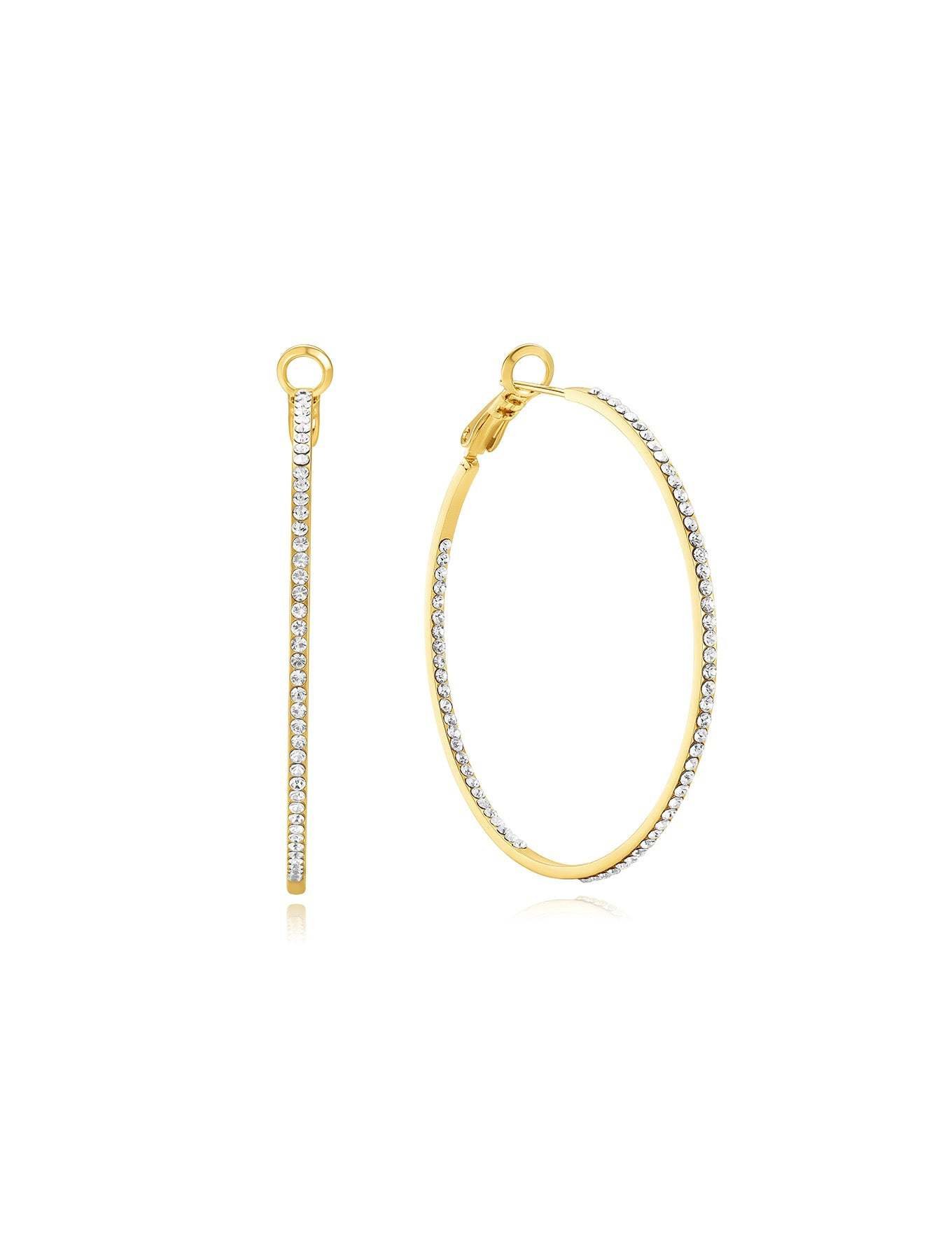 Classic Zircon Large Thin Hoop Earrings-Olarajewelry