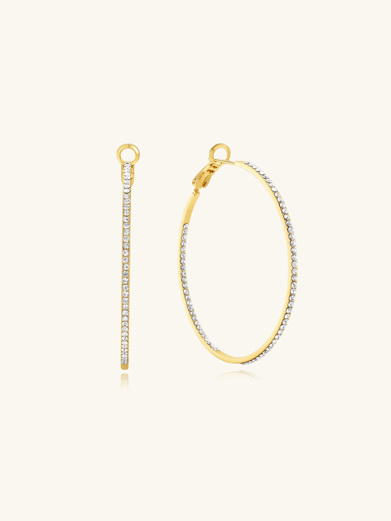 Classic Zircon Large Thin Hoop Earrings-Olarajewelry