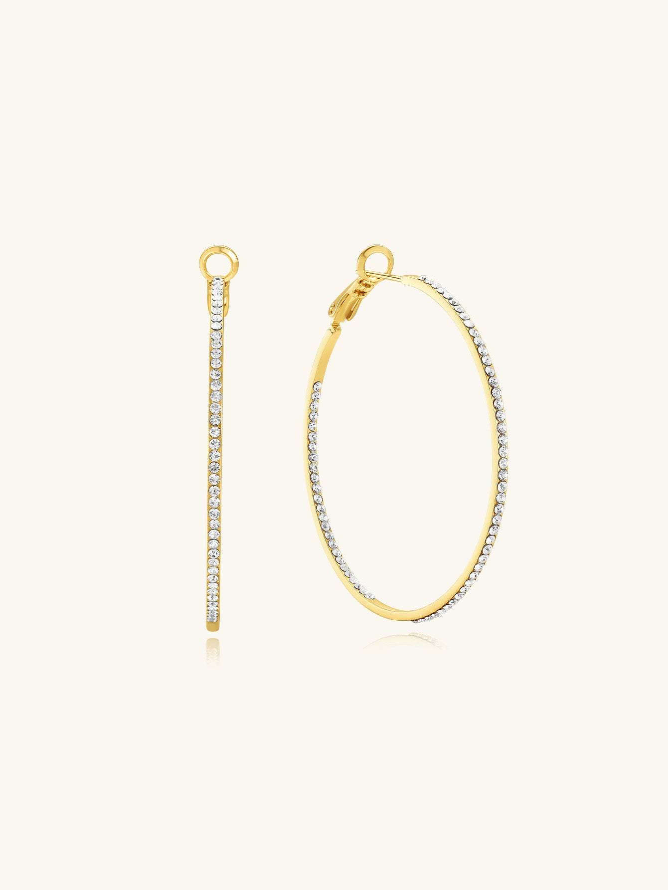 Classic Zircon Large Thin Hoop Earrings-Olarajewelry