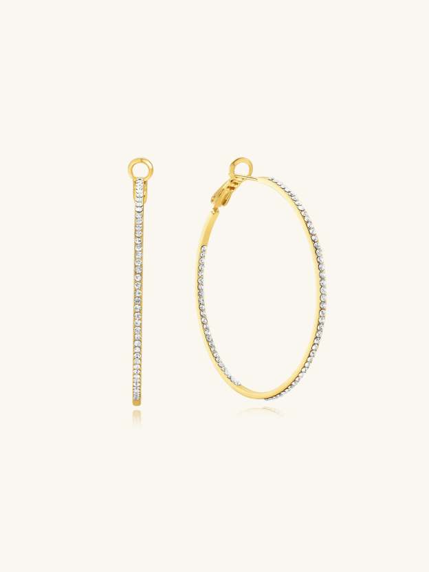 Classic Zircon Large Thin Hoop Earrings-Olarajewelry