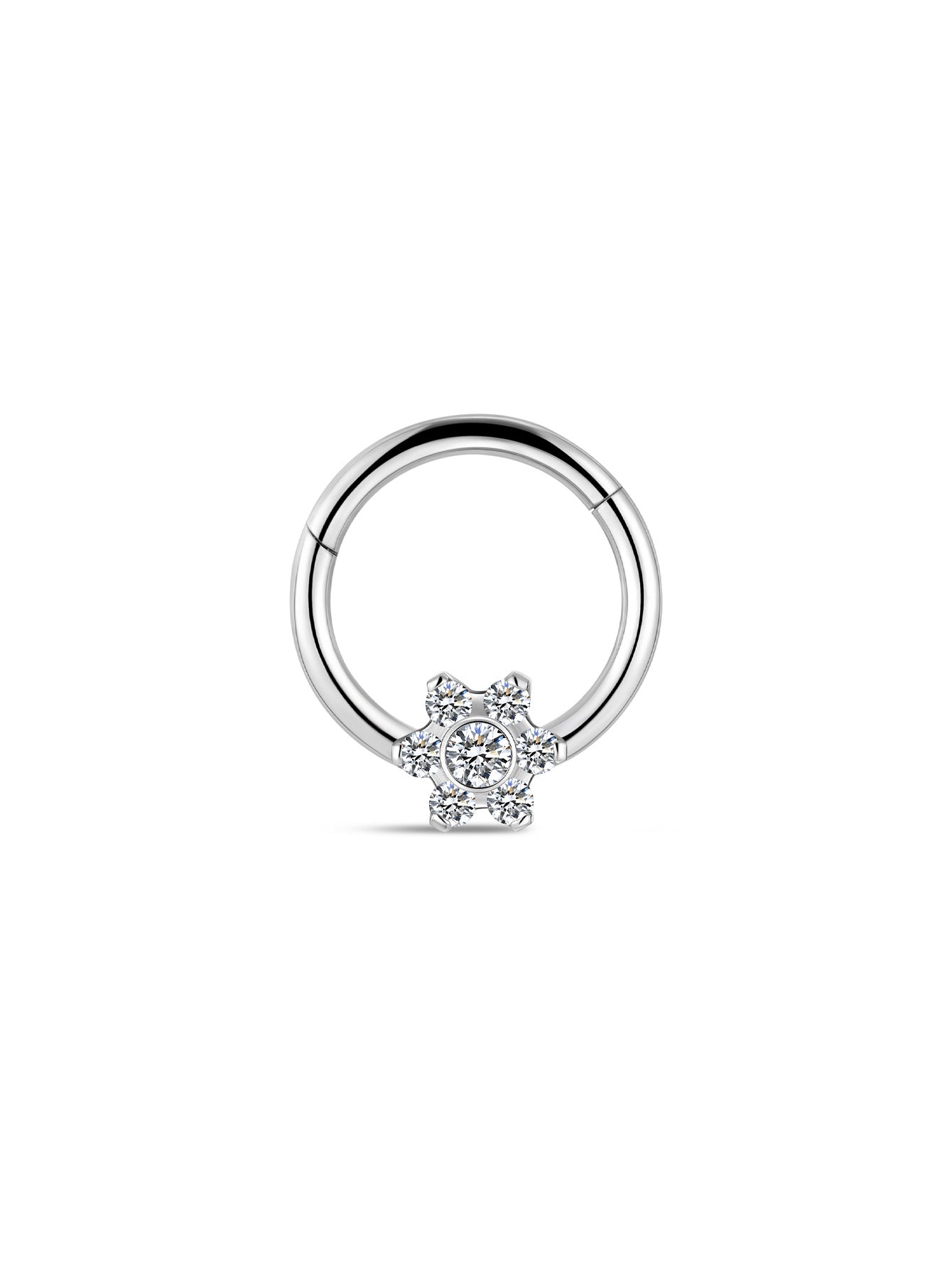 G23 Titanium Shiny Flower Zircon Daith Earrings 8MM-Olarajewelry
