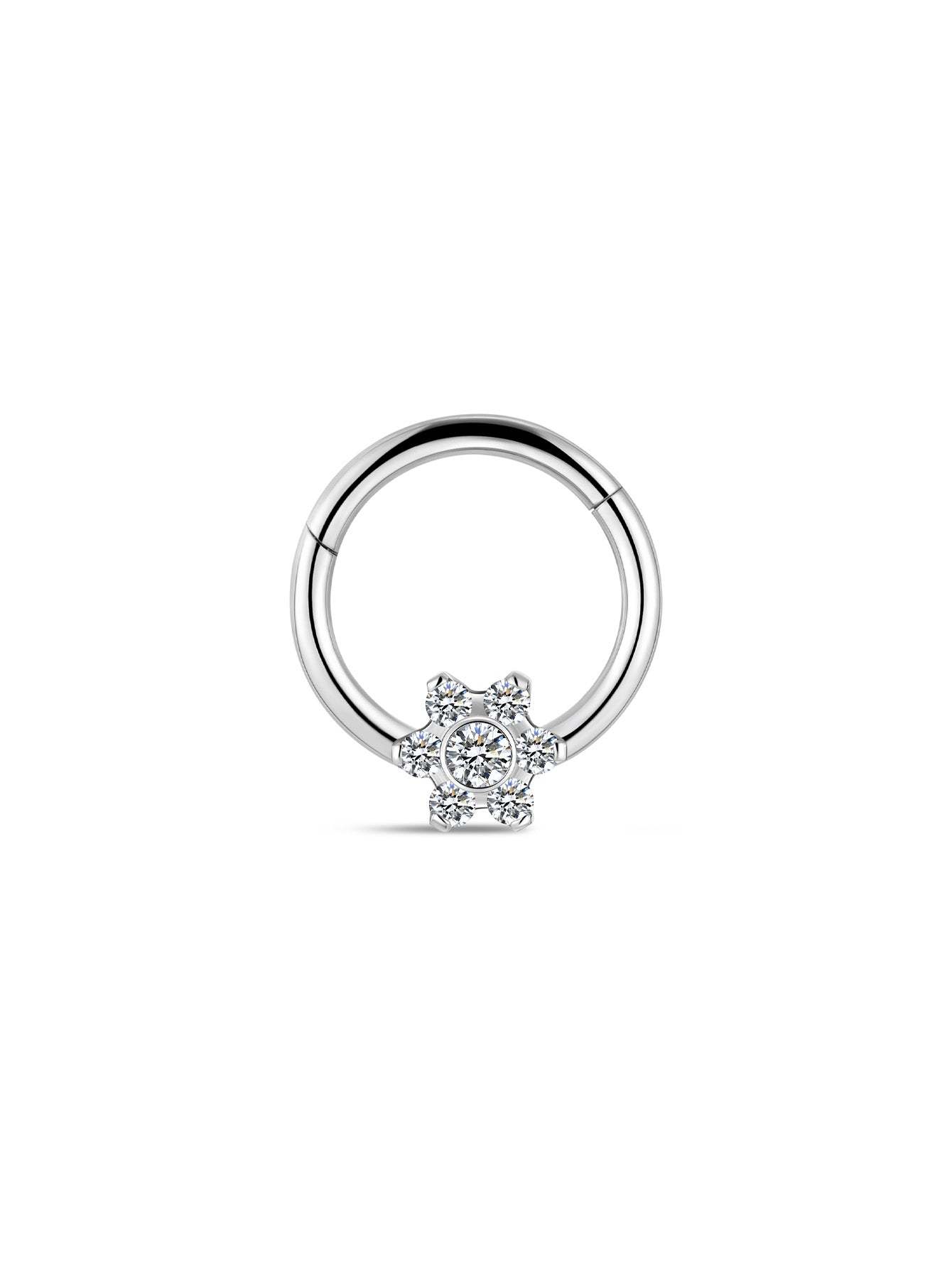 G23 Titanium Shiny Flower Zircon Daith Earrings 8MM-Olarajewelry