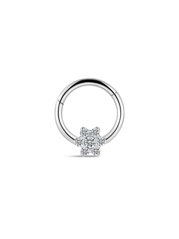 G23 Titanium Shiny Flower Zircon Daith Earrings 8MM-Olarajewelry
