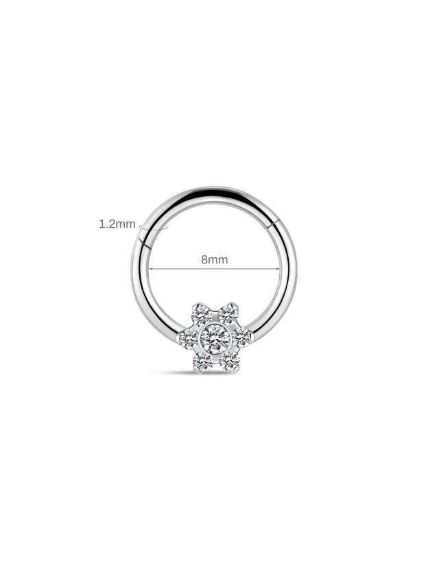 G23 Titanium Shiny Flower Zircon Daith Earrings 8MM-Olarajewelry