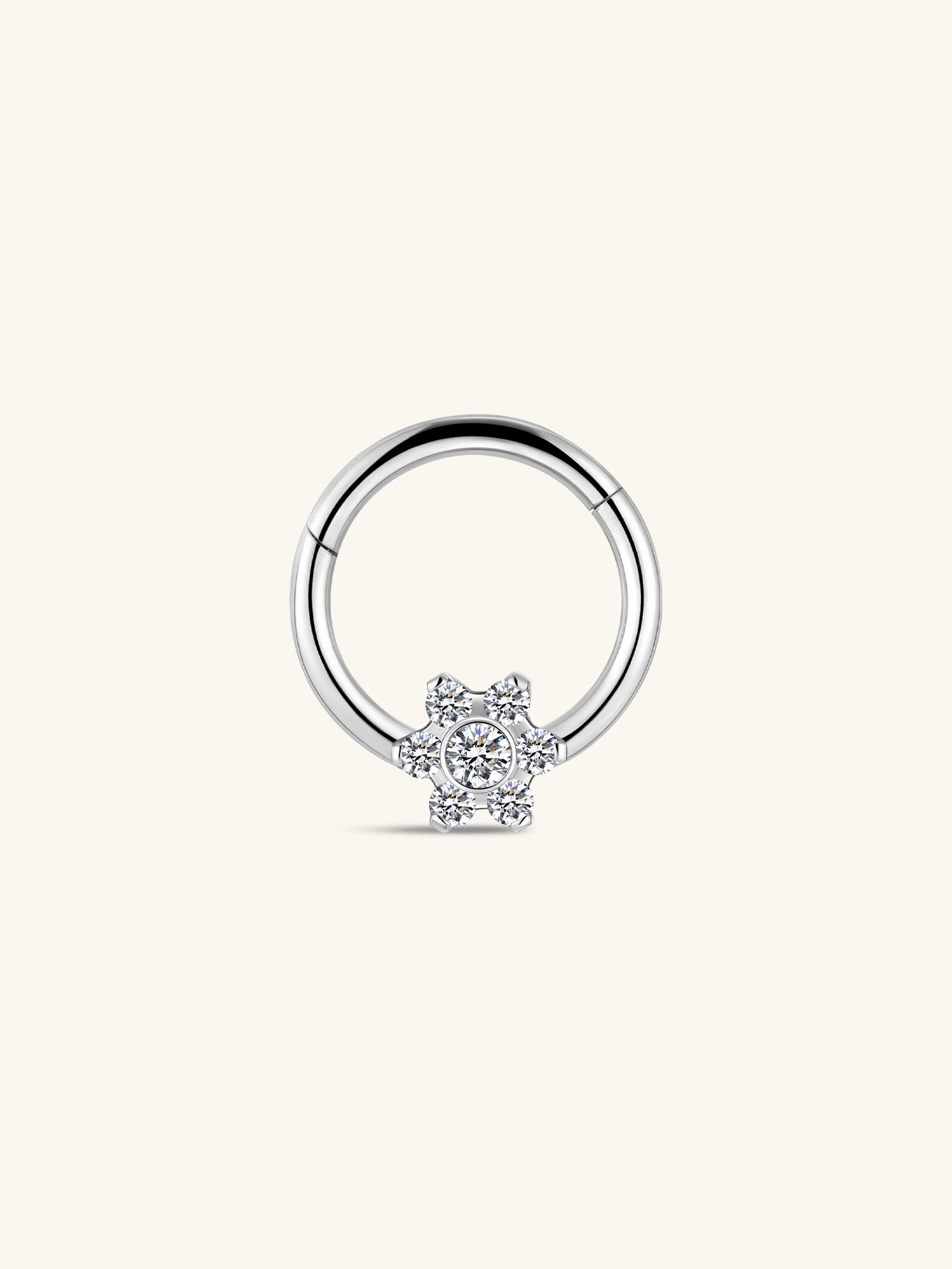 G23 Titanium Shiny Flower Zircon Daith Earrings 8MM-Olarajewelry