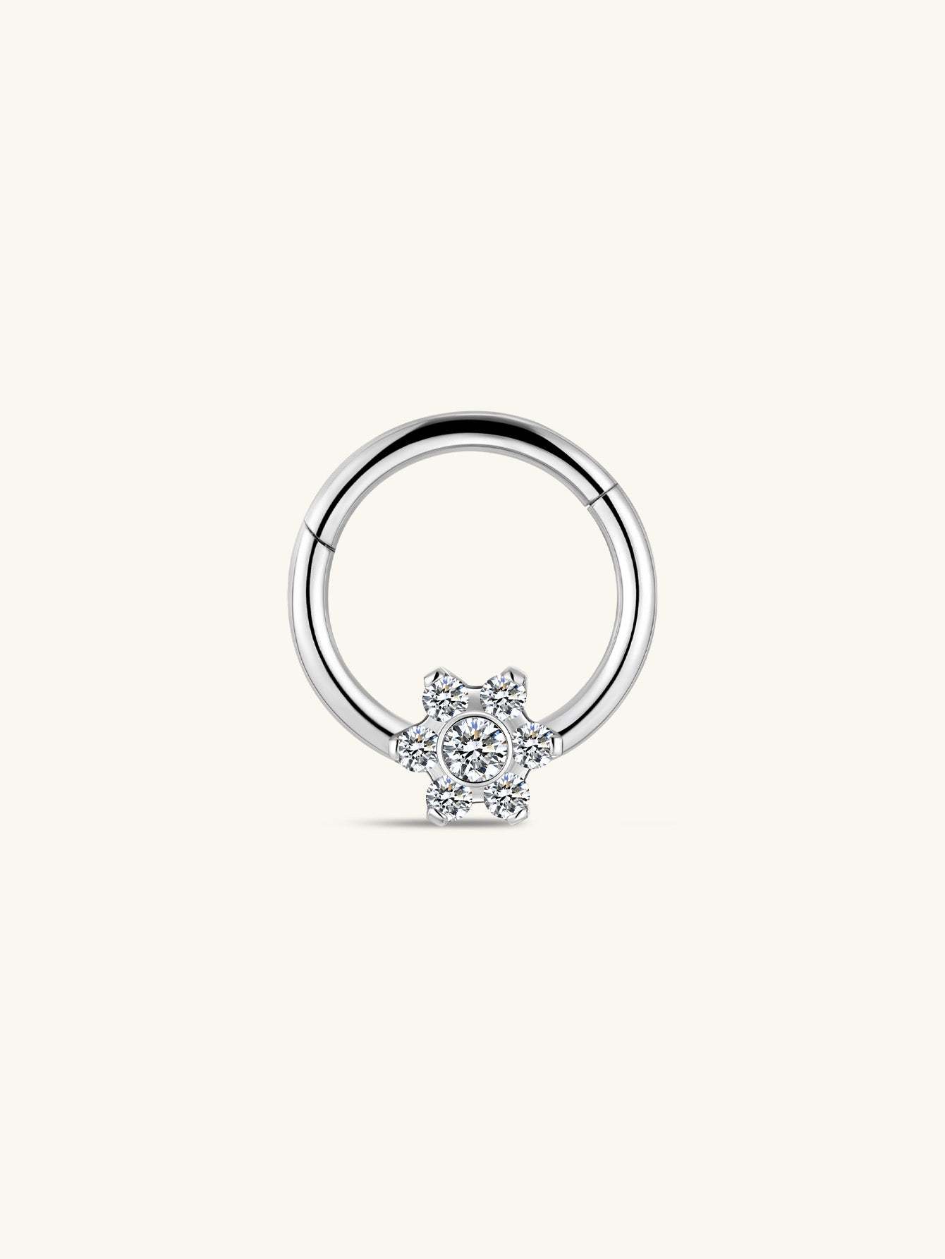 G23 Titanium Shiny Flower Zircon Daith Earrings 8MM-Olarajewelry