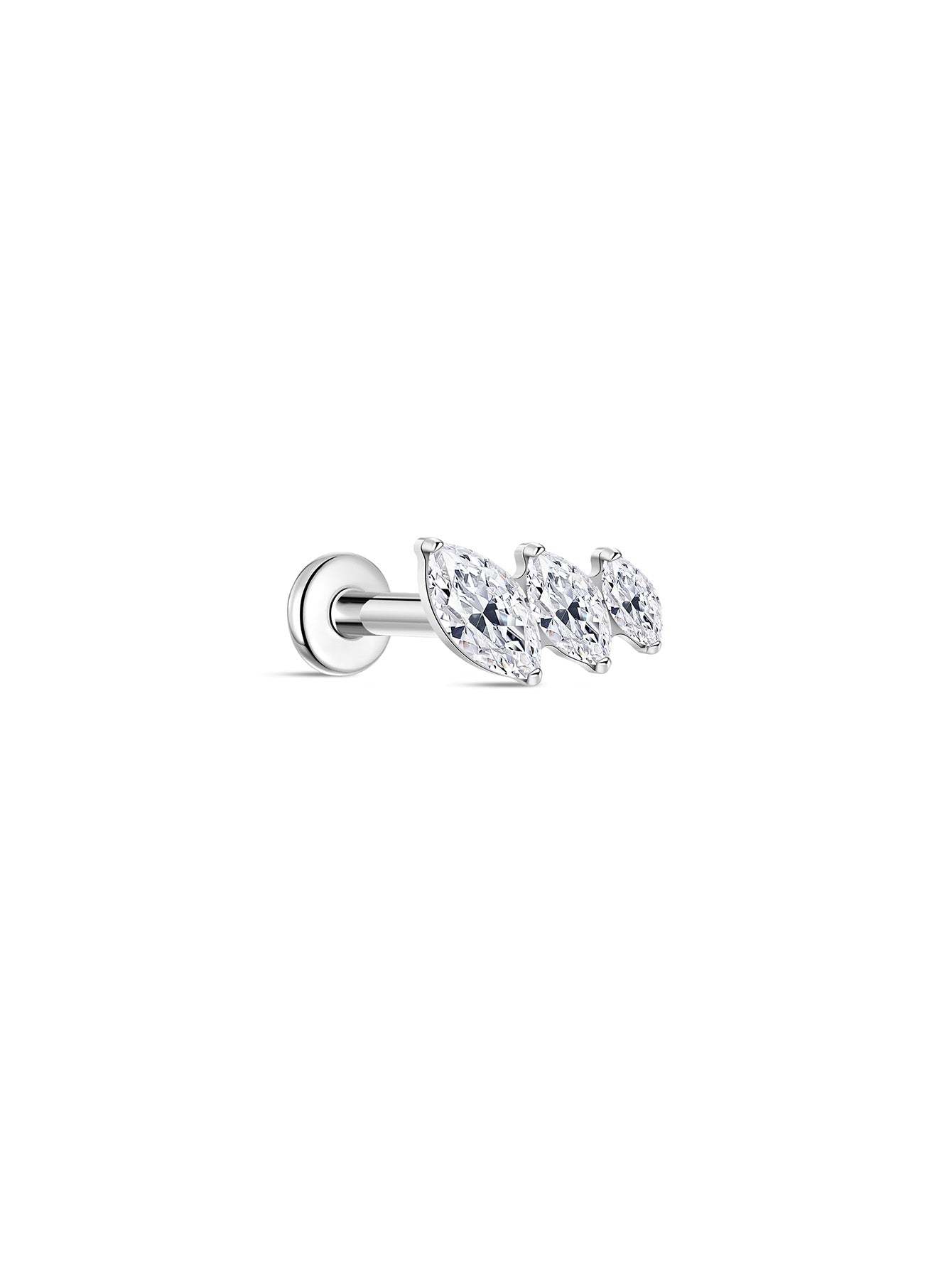 G23 Titanium Trinity Shiny Zircon Ear Piercing Stud-Olarajewelry