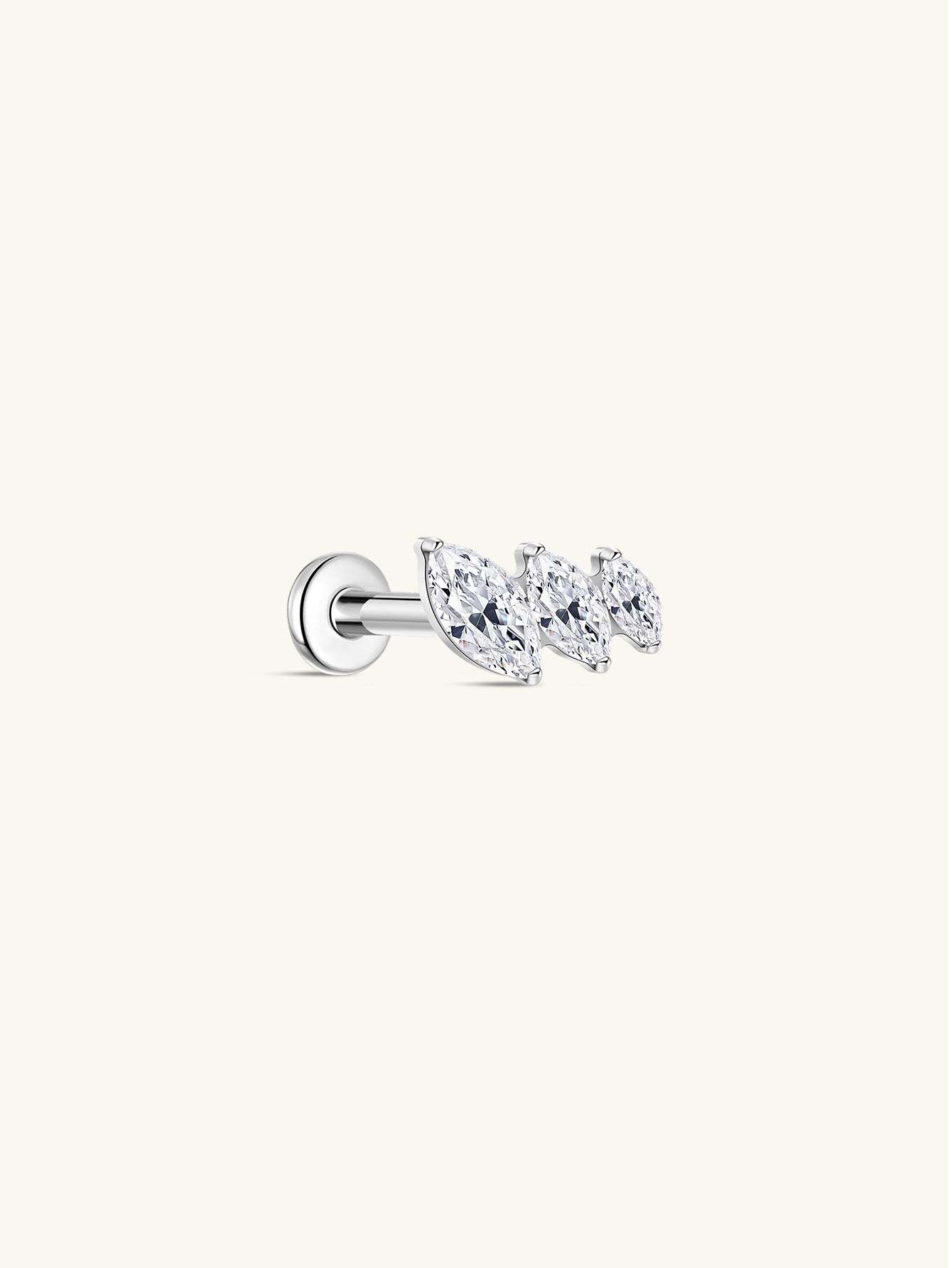 G23 Titanium Trinity Shiny Zircon Ear Piercing Stud-Olarajewelry