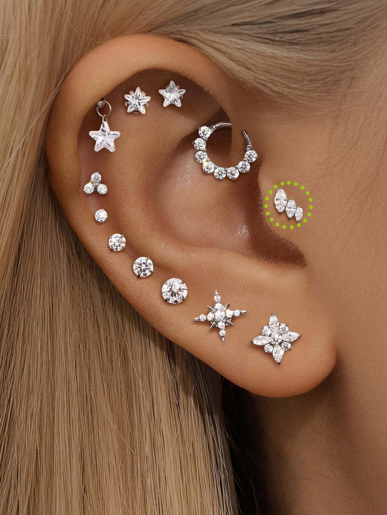 G23 Titanium Trinity Shiny Zircon Ear Piercing Stud-Olarajewelry