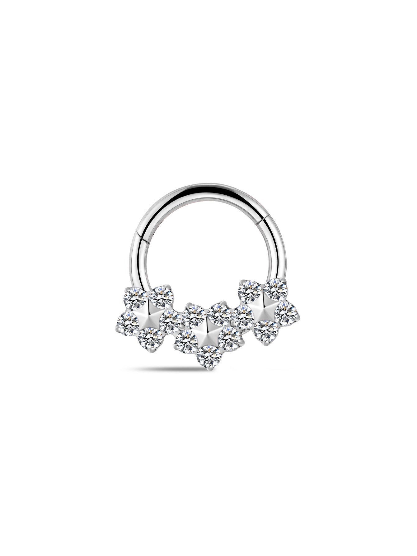 G23 Titanium Three Fowers Zircon Daith Earrings 8MM-Olarajewelry