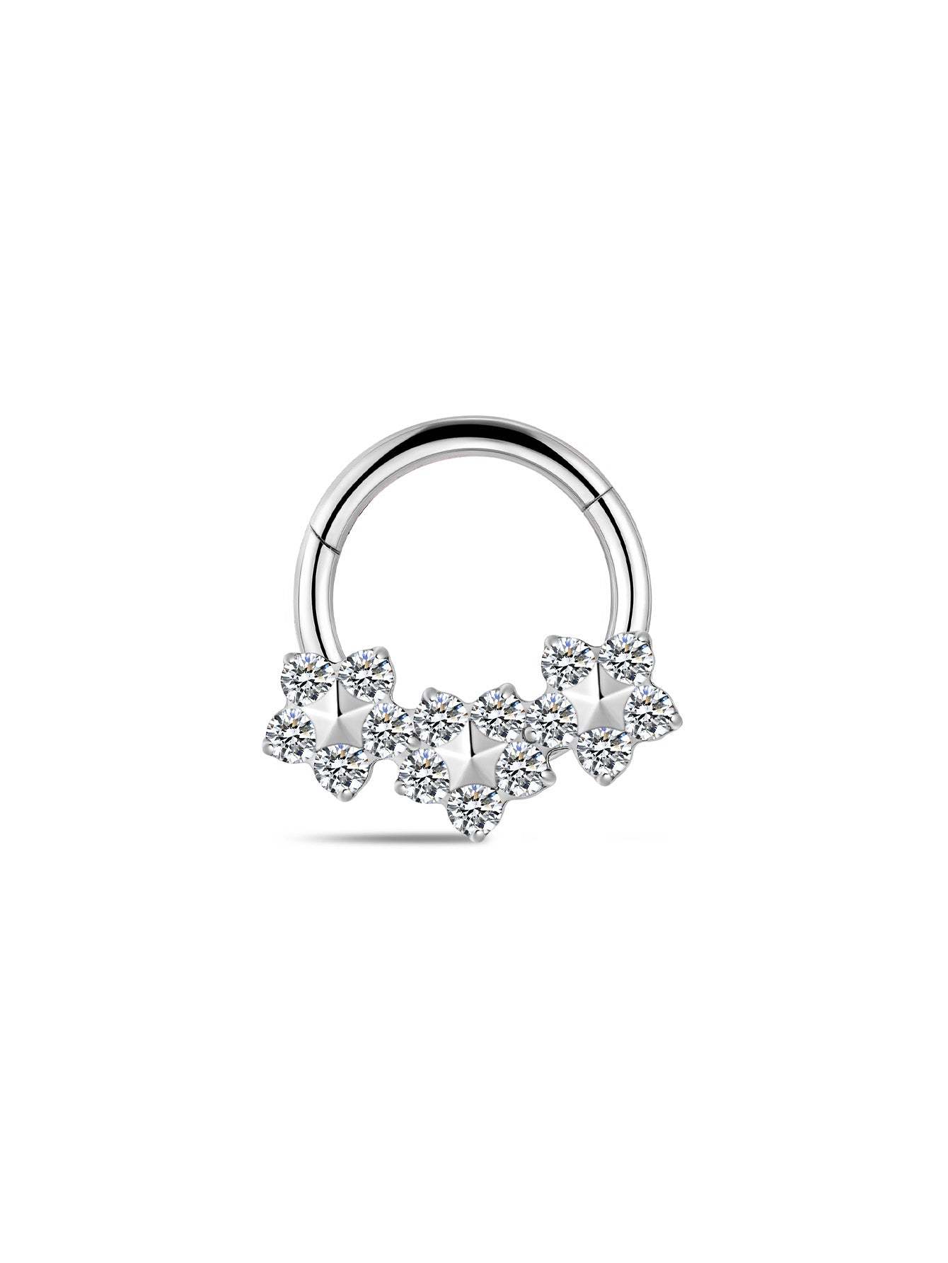 G23 Titanium Three Fowers Zircon Daith Earrings 8MM-Olarajewelry