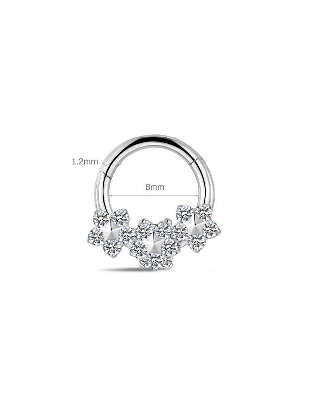 G23 Titanium Three Fowers Zircon Daith Earrings 8MM-Olarajewelry