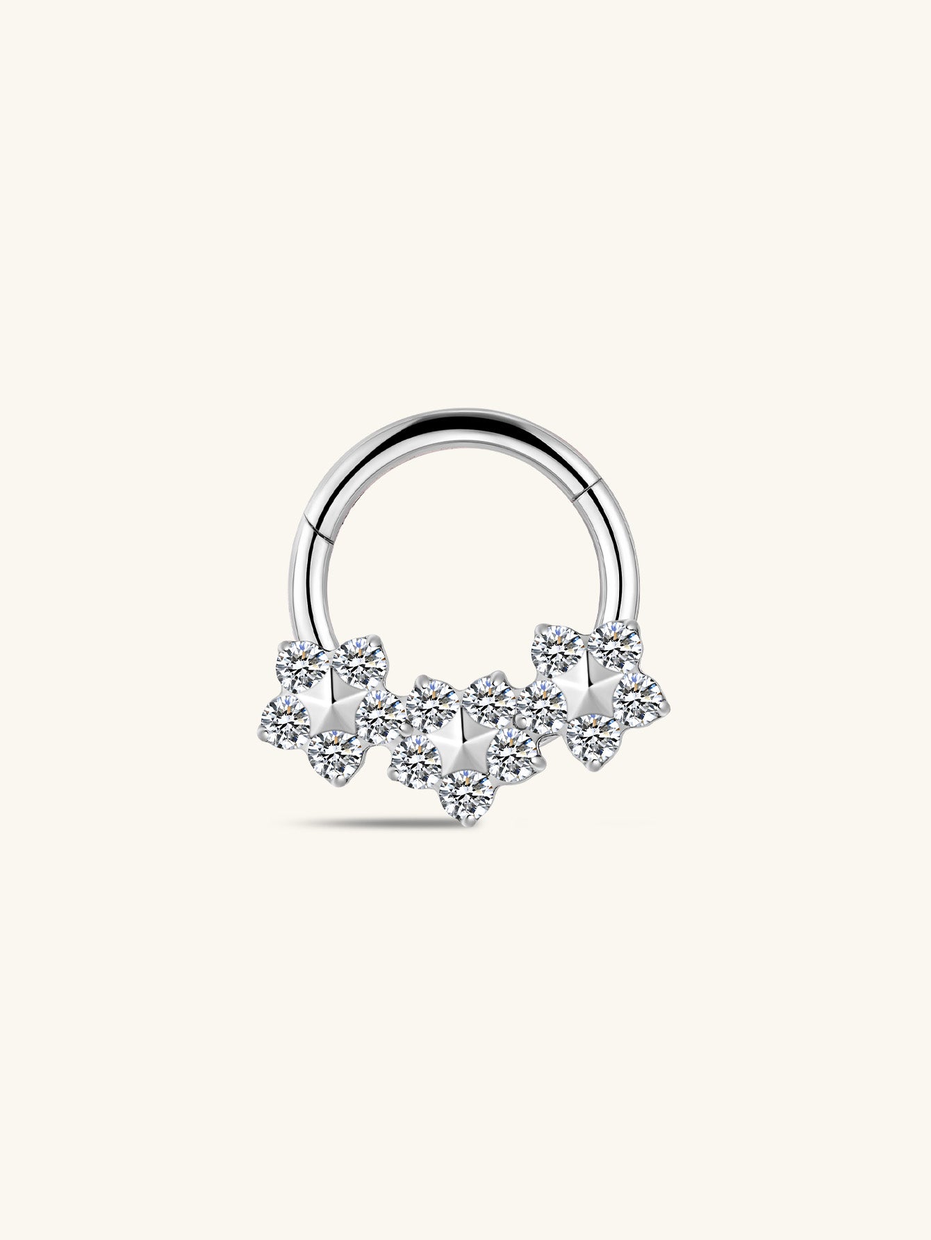 G23 Titanium Three Fowers Zircon Daith Earrings 8MM-Olarajewelry