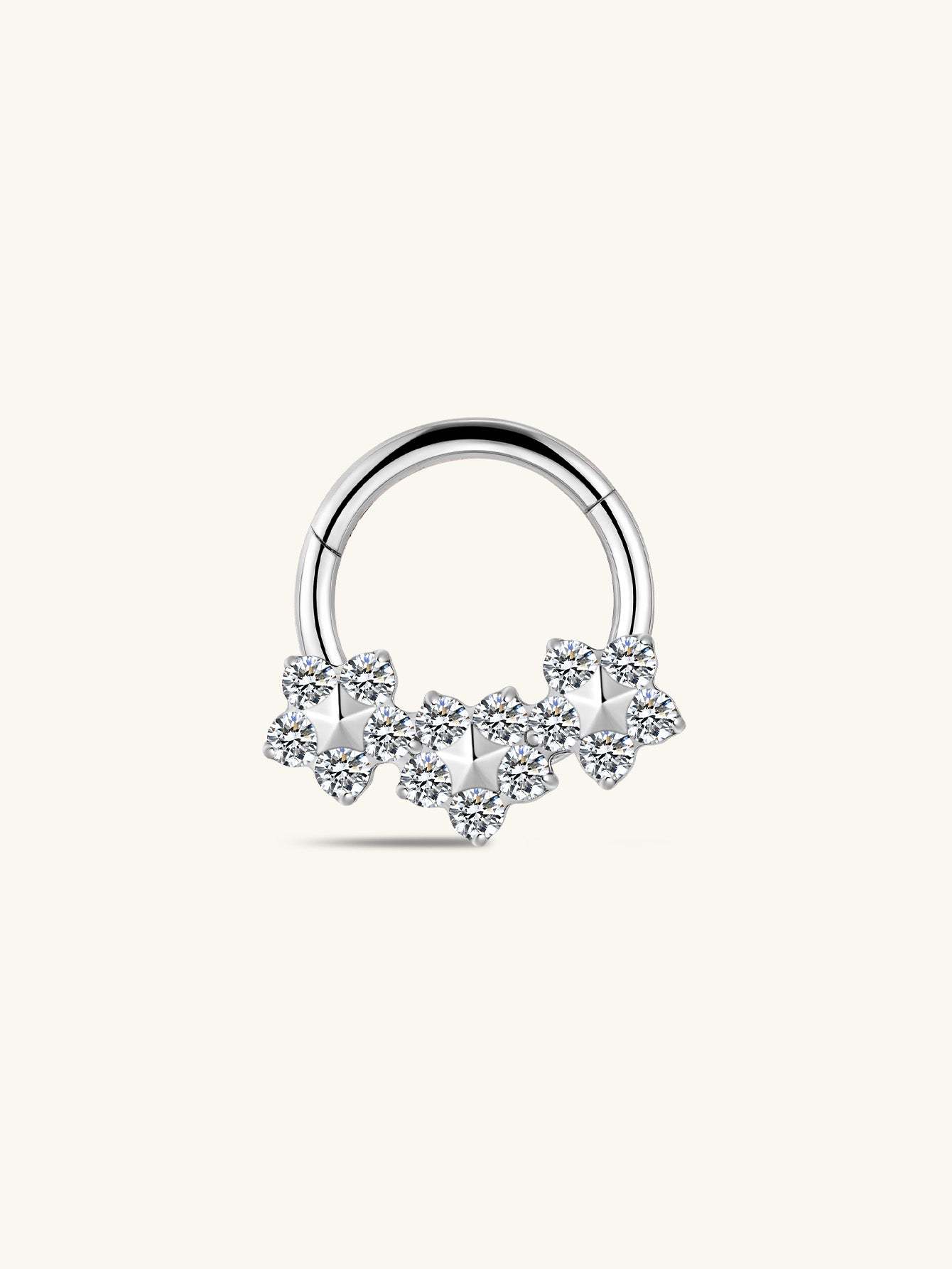 G23 Titanium Three Fowers Zircon Daith Earrings 8MM-Olarajewelry