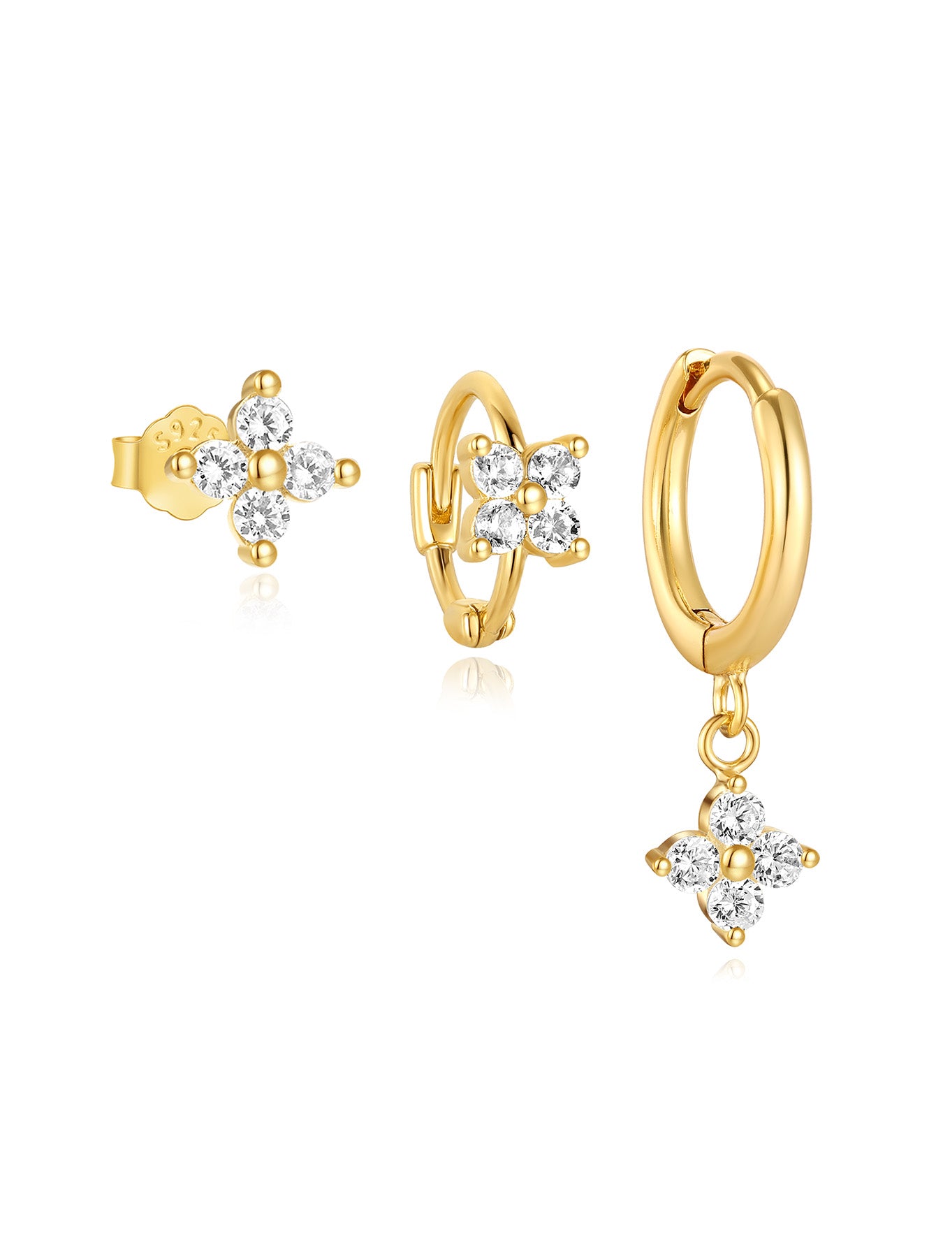 S925 Sparkling Flower Zirconia Beautiful Fashion Earring Collection-Olarajewelry
