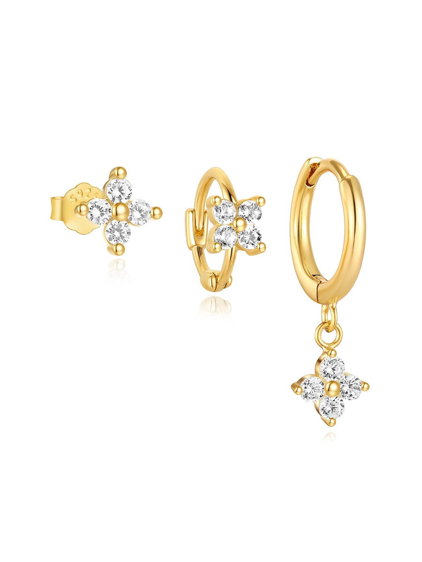 S925 Sparkling Flower Zirconia Beautiful Fashion Earring Collection-Olarajewelry