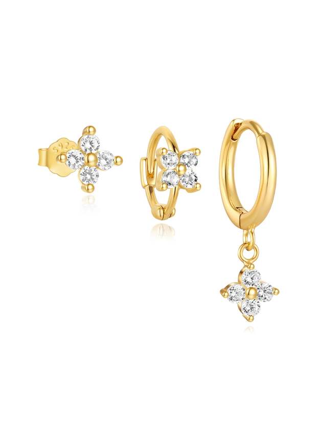 S925 Sparkling Flower Zirconia Beautiful Fashion Earring Collection-Olarajewelry