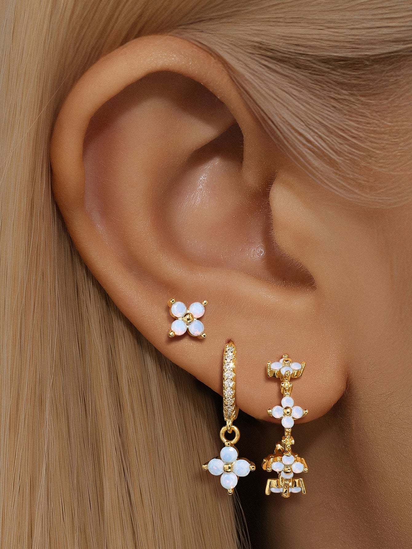 S925 Light Blue Fresh Flower Zirconia Beautiful Fashion Earring Collection-Olarajewelry