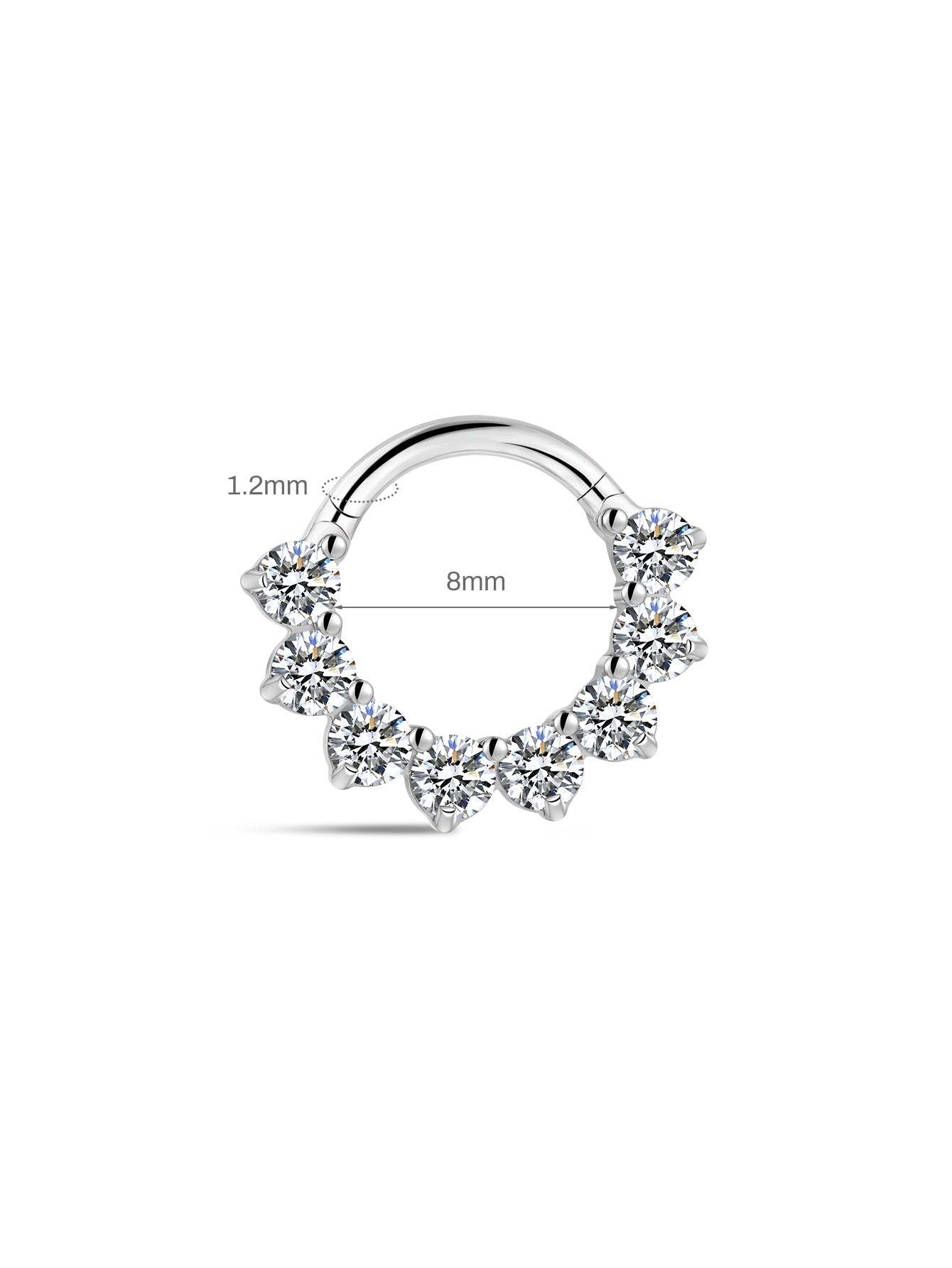G23 Titanium Pave Zircon Daith Earrings 8MM-Olarajewelry