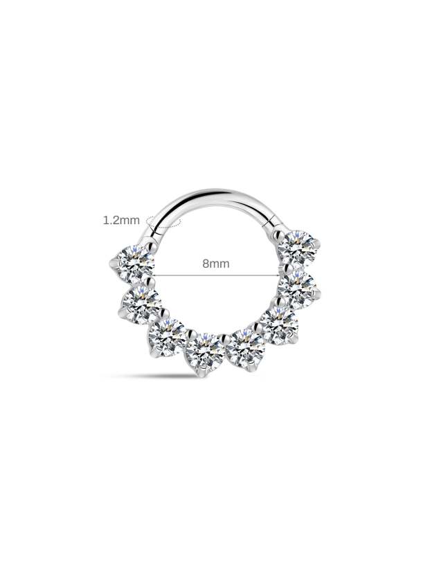 G23 Titanium Pave Zircon Daith Earrings 8MM-Olarajewelry