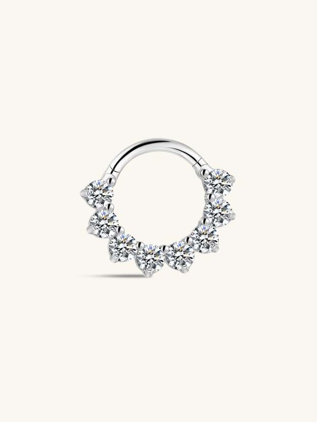 G23 Titanium Pave Zircon Daith Earrings 8MM-Olarajewelry