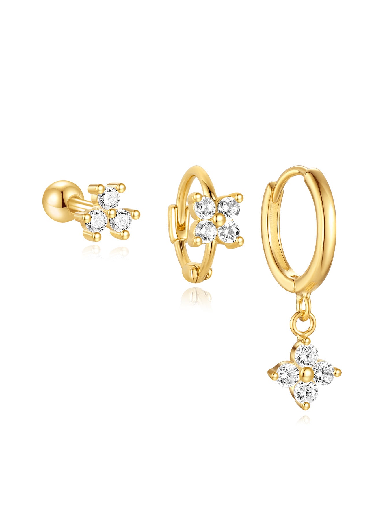 S925 Exquisite Fashion Elegant Flower Zirconia Earrings Collection-Olarajewelry
