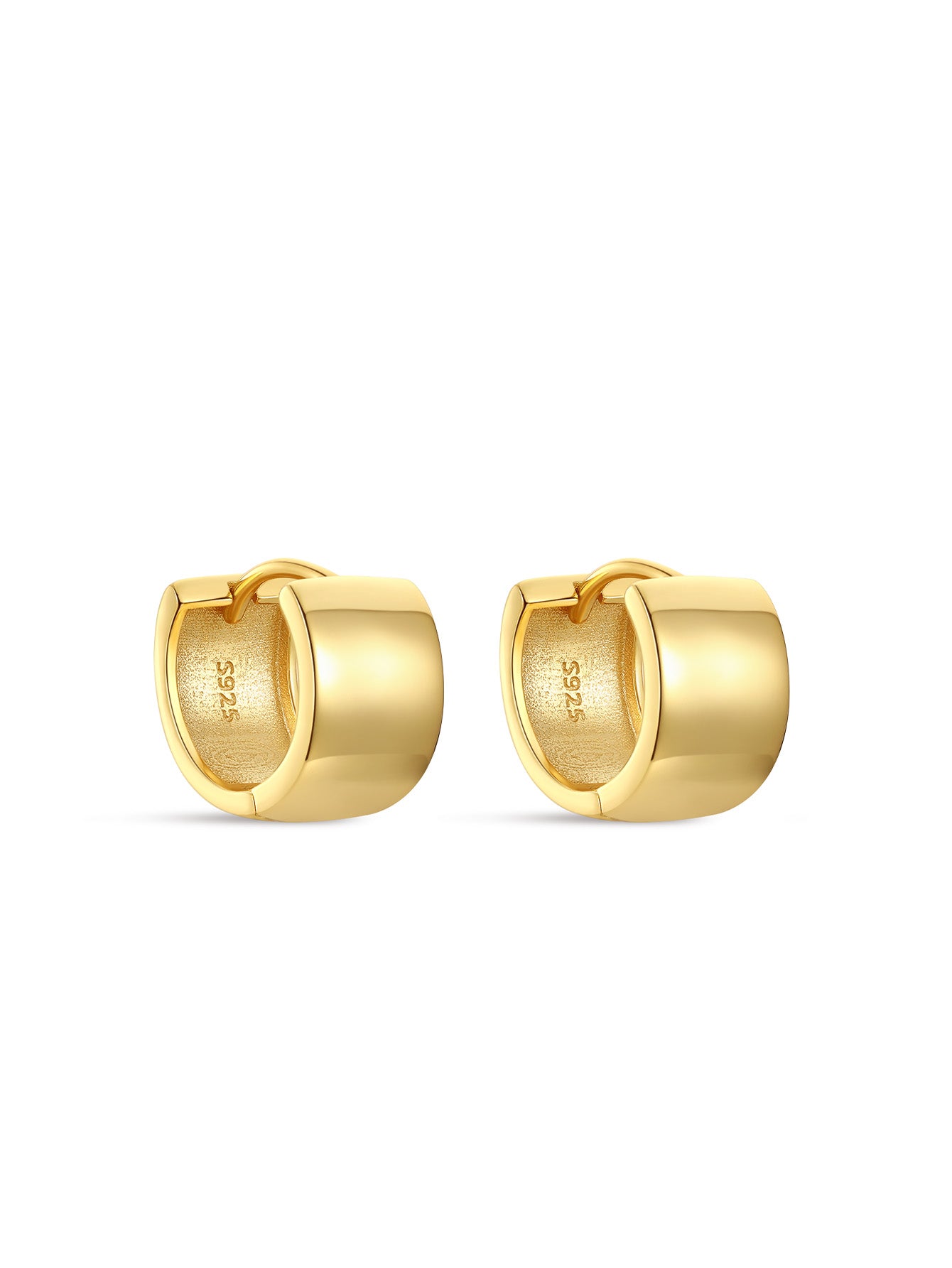 S925 Wide Tunnel Huggies Earrings-Olarajewelry