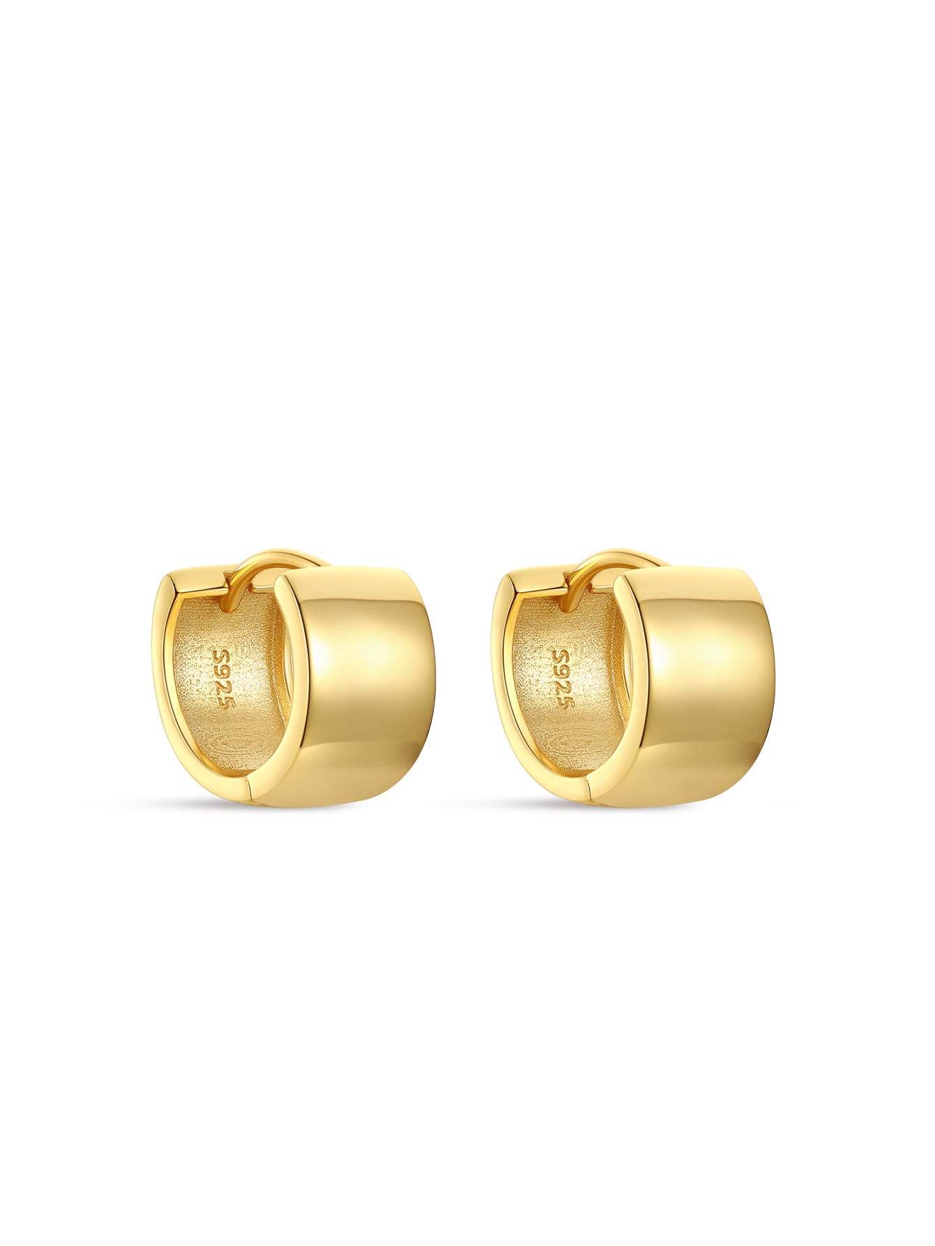S925 Wide Tunnel Huggies Earrings-Olarajewelry