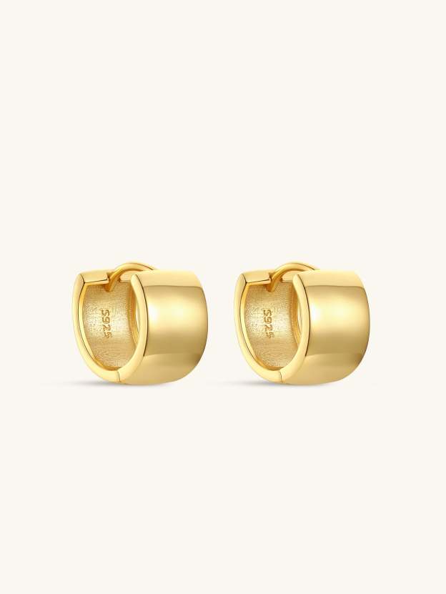 S925 Wide Tunnel Huggies Earrings-Olarajewelry