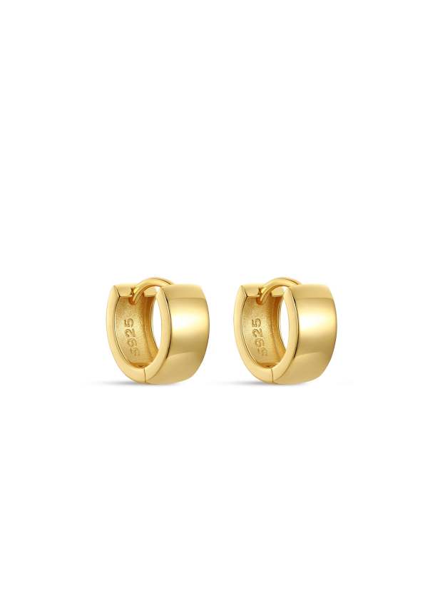S925 Wide Tunnel Huggies Earrings-Olarajewelry