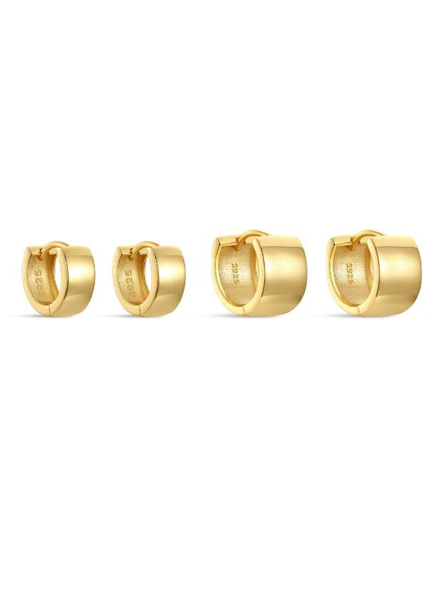 S925 Wide Tunnel Huggies Earrings-Olarajewelry