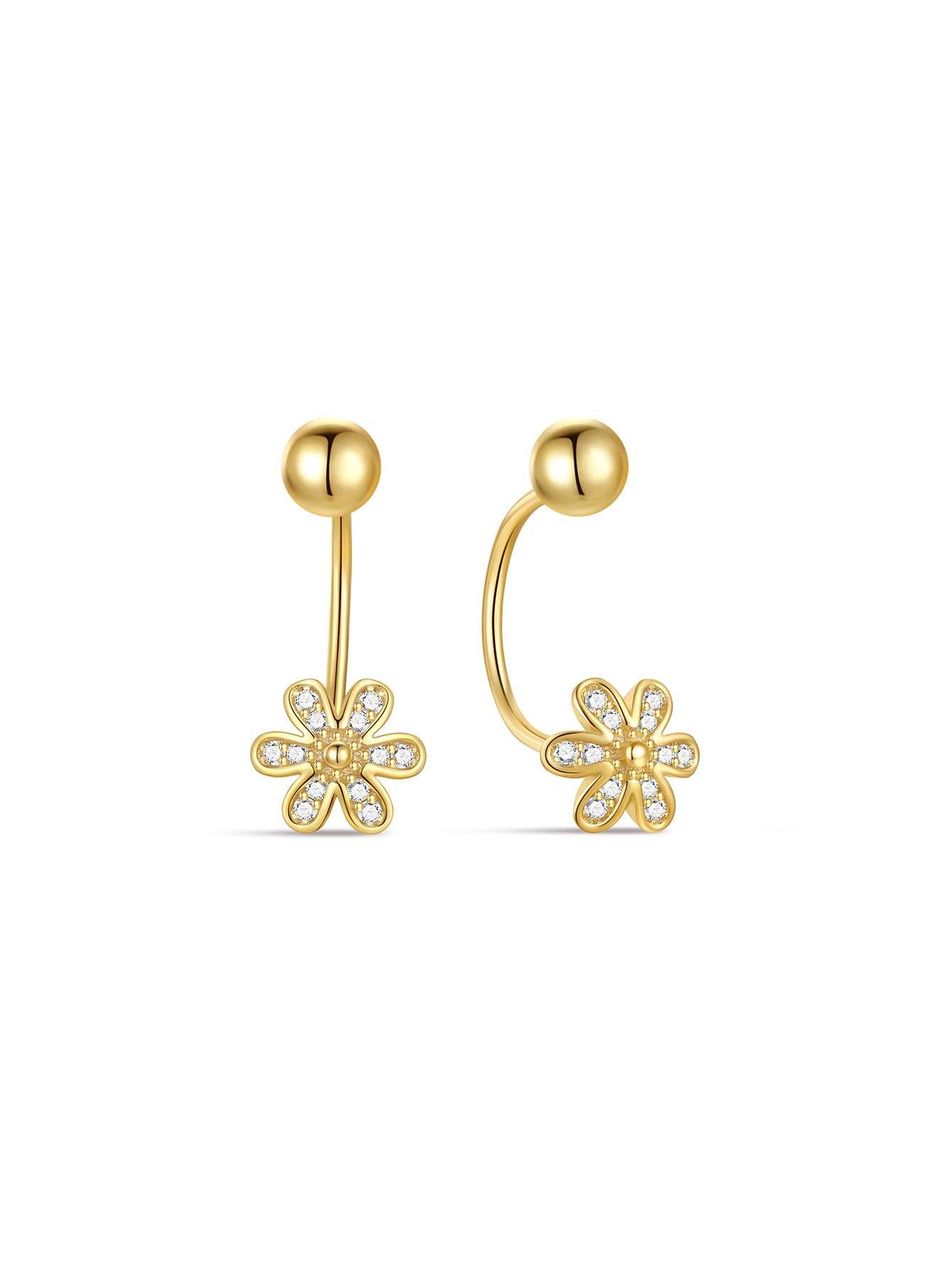 S925 Flower Boom Open Huggies Earrings-Olarajewelry