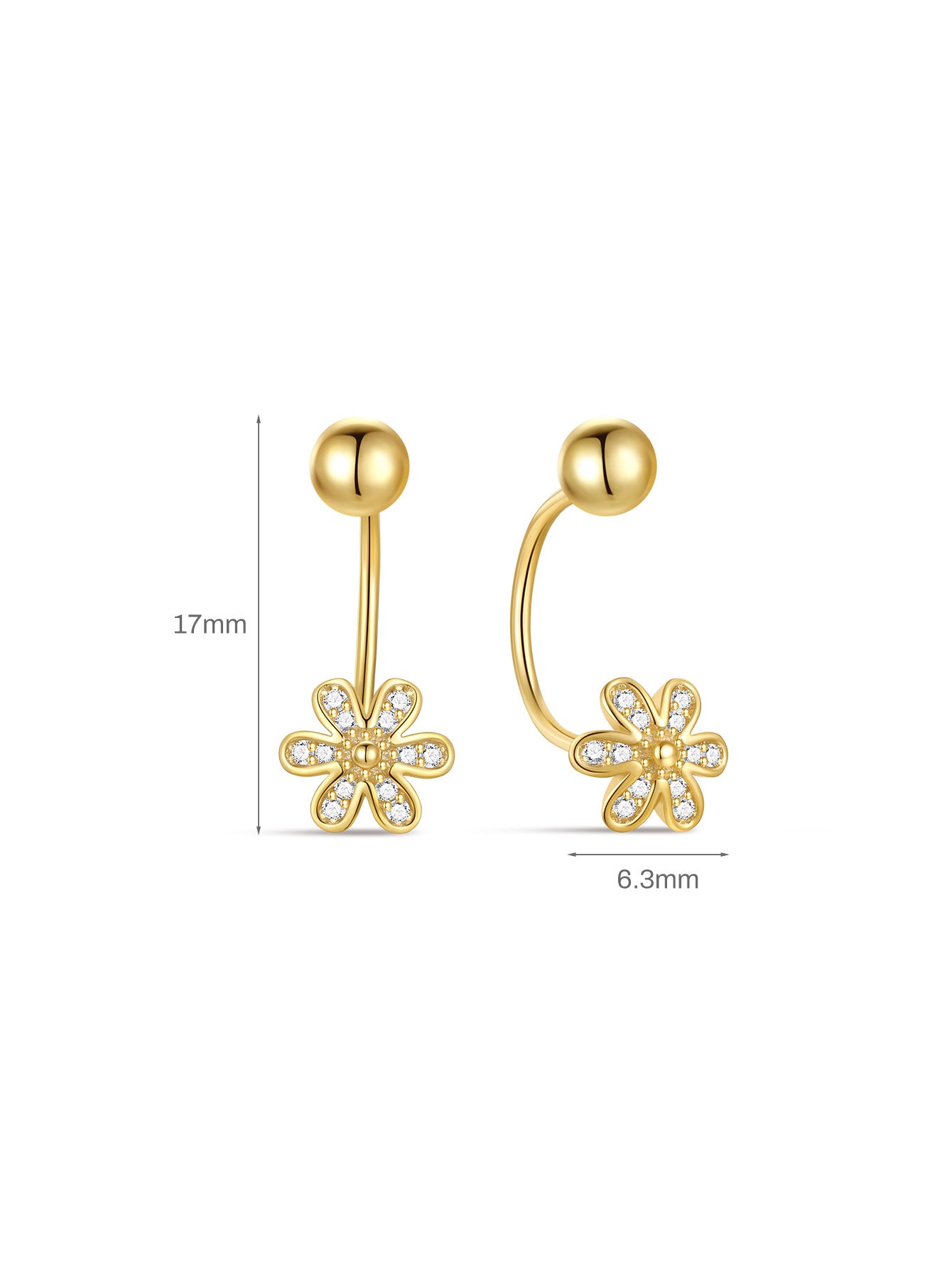 S925 Flower Boom Open Huggies Earrings-Olarajewelry
