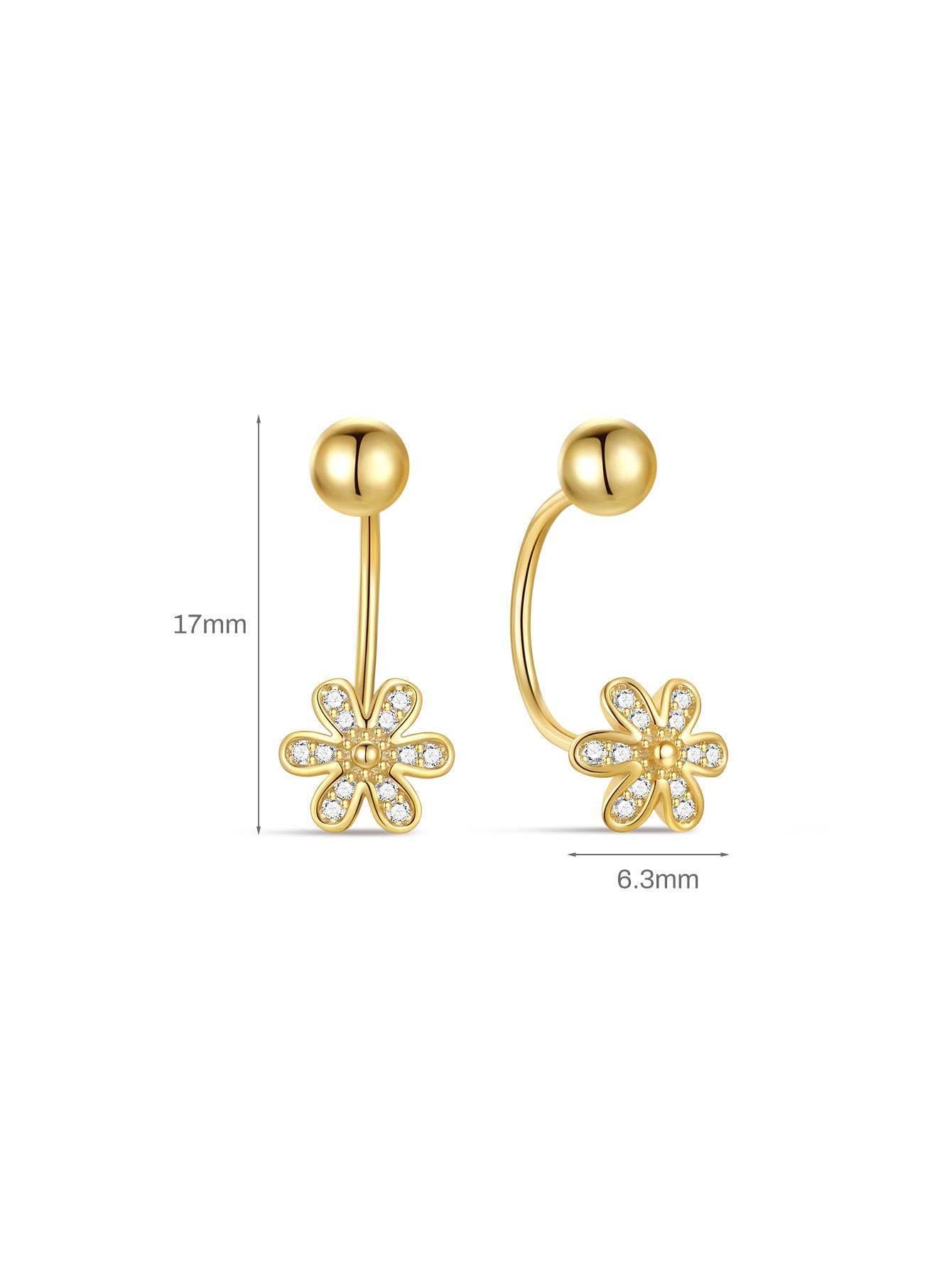 S925 Flower Boom Open Huggies Earrings-Olarajewelry
