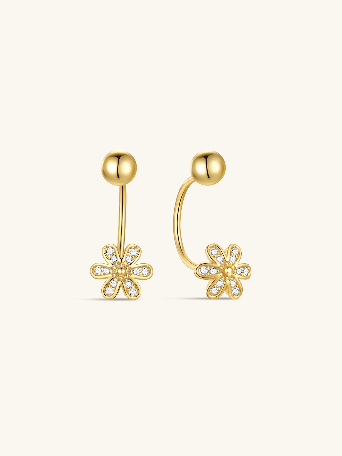 S925 Flower Boom Open Huggies Earrings-Olarajewelry