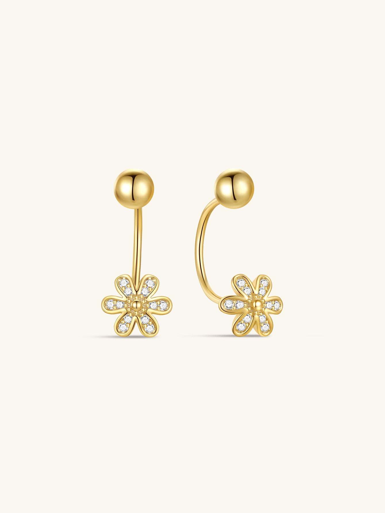 S925 Flower Boom Open Huggies Earrings-Olarajewelry