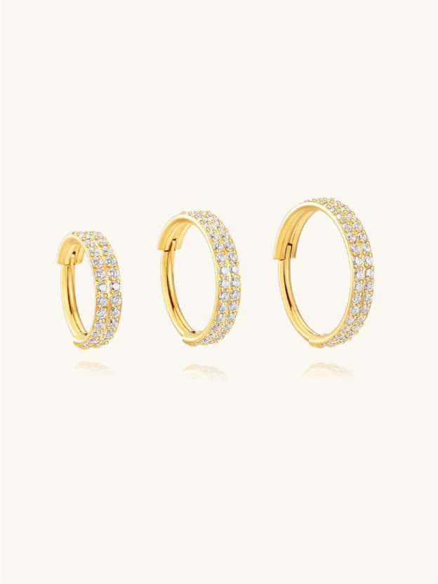 Titanium Waterproof Multiple Sizes 5A CZ Double Row Zirconia Wide Cartilage Hoop 16g-Olarajewelry