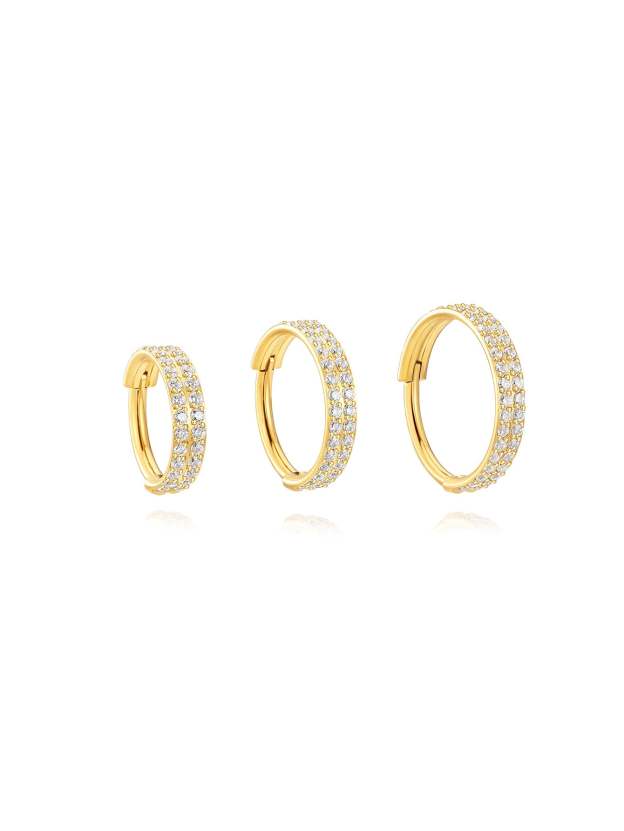 Titanium Waterproof Multiple Sizes 5A CZ Double Row Zirconia Wide Cartilage Hoop 16g-Olarajewelry