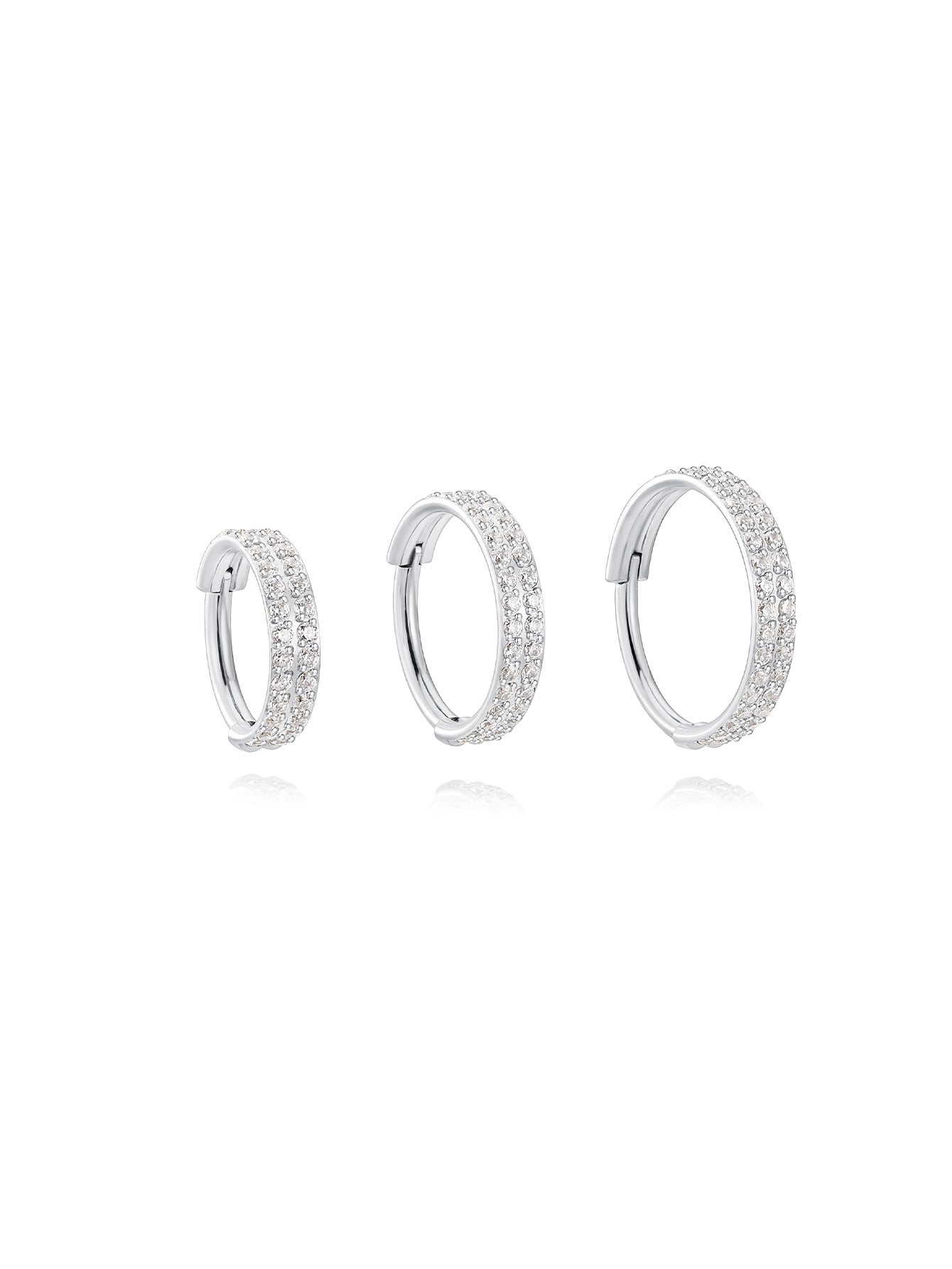 Titanium Waterproof Multiple Sizes 5A CZ Double Row Zirconia Wide Cartilage Hoop 16g-Olarajewelry