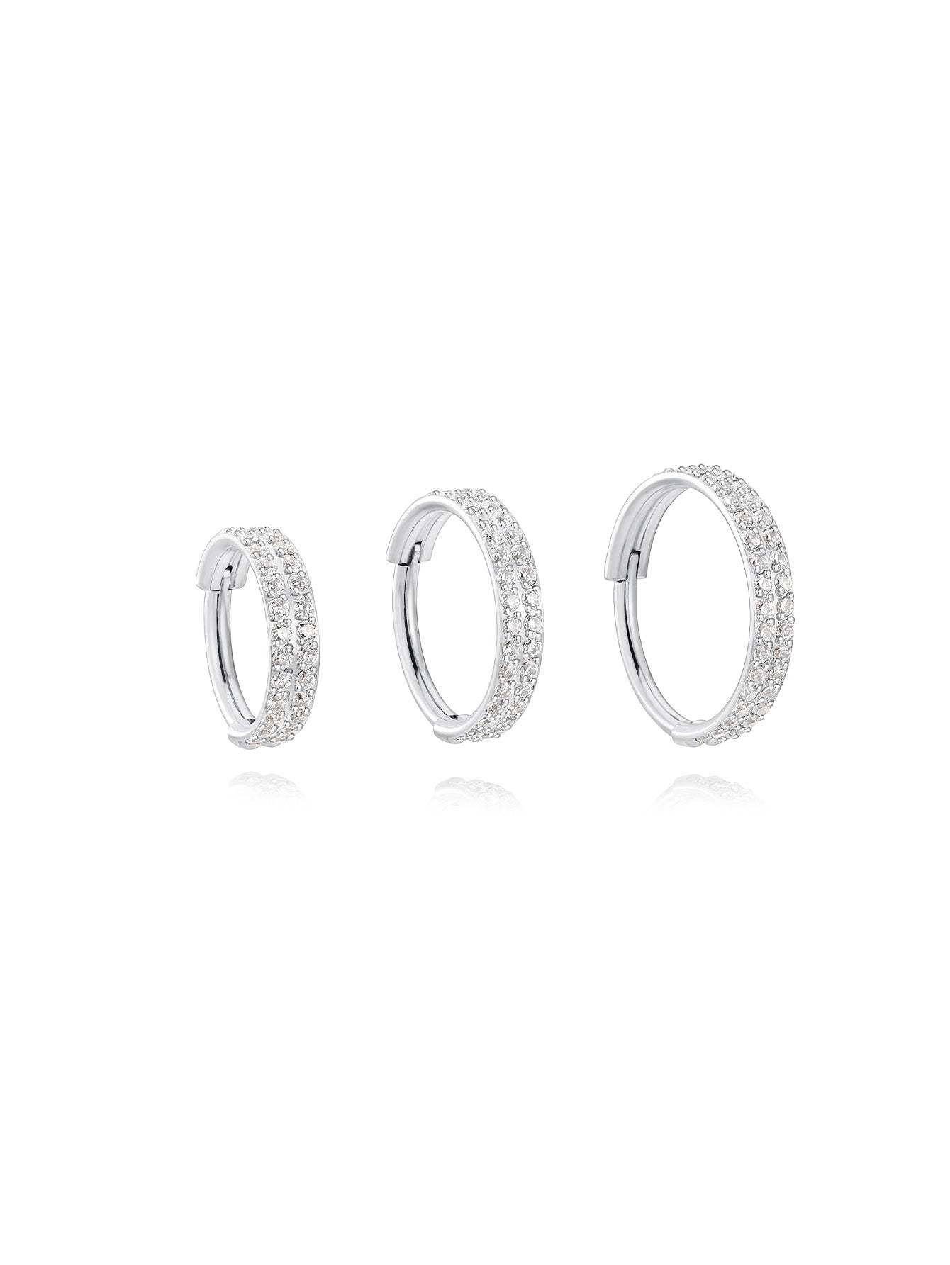 Titanium Waterproof Multiple Sizes 5A CZ Double Row Zirconia Wide Cartilage Hoop 16g-Olarajewelry