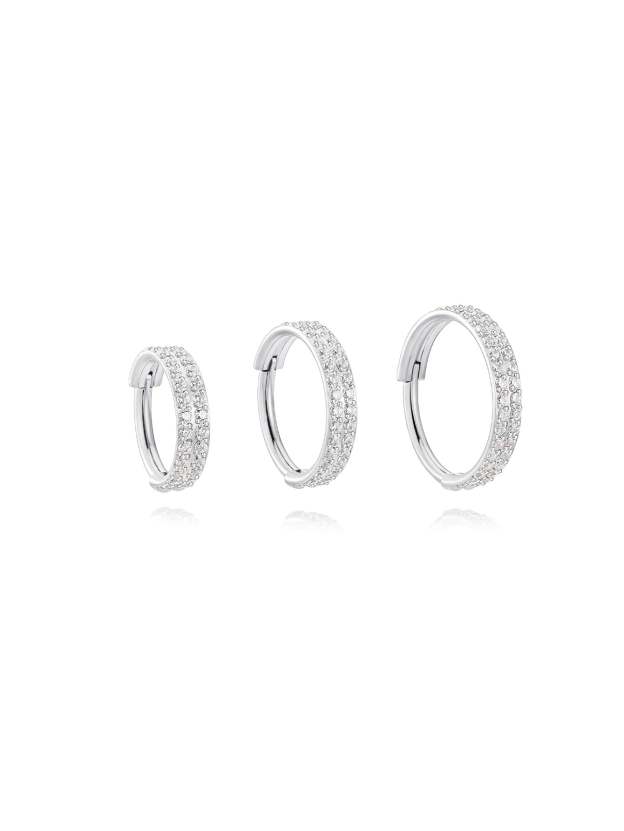Titanium Waterproof Multiple Sizes 5A CZ Double Row Zirconia Wide Cartilage Hoop 16g-Olarajewelry