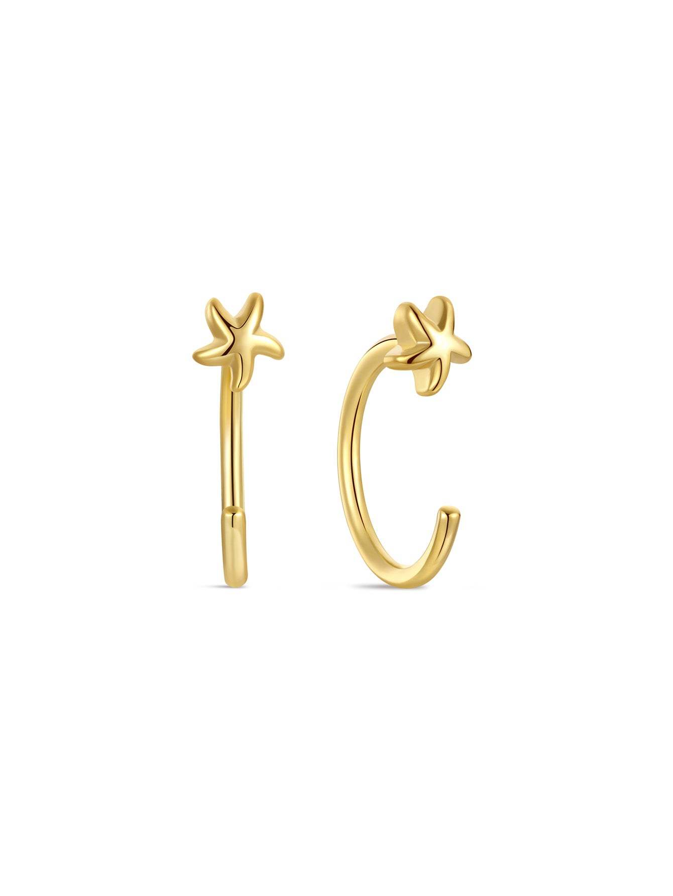 S925 Star Open Huggie Earrings-Olarajewelry