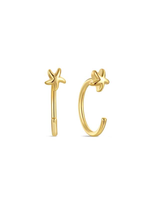 S925 Star Open Huggie Earrings-Olarajewelry