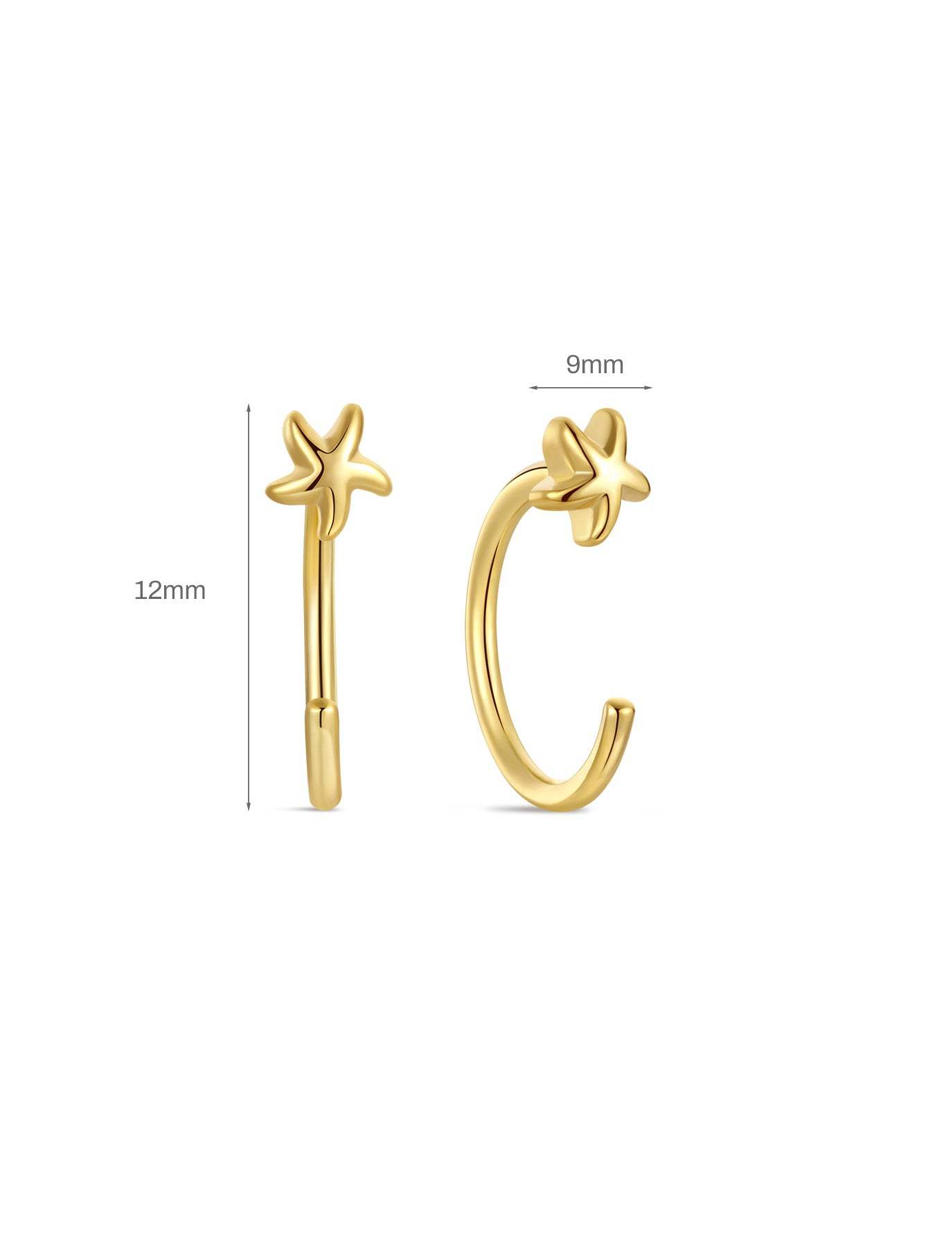S925 Star Open Huggie Earrings-Olarajewelry