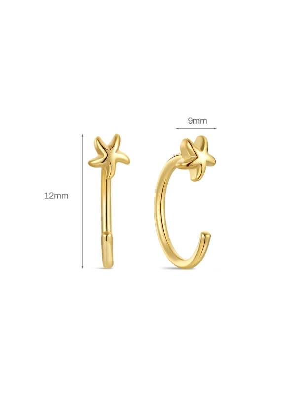 S925 Star Open Huggie Earrings-Olarajewelry