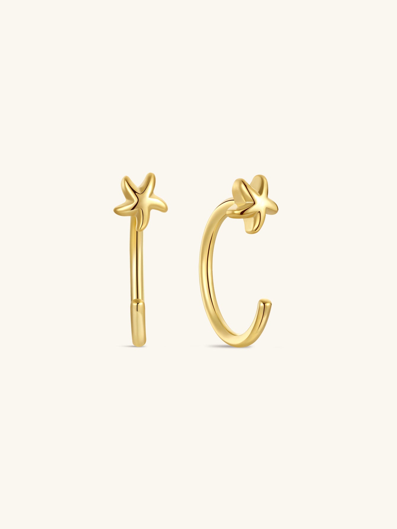 S925 Star Open Huggie Earrings-Olarajewelry