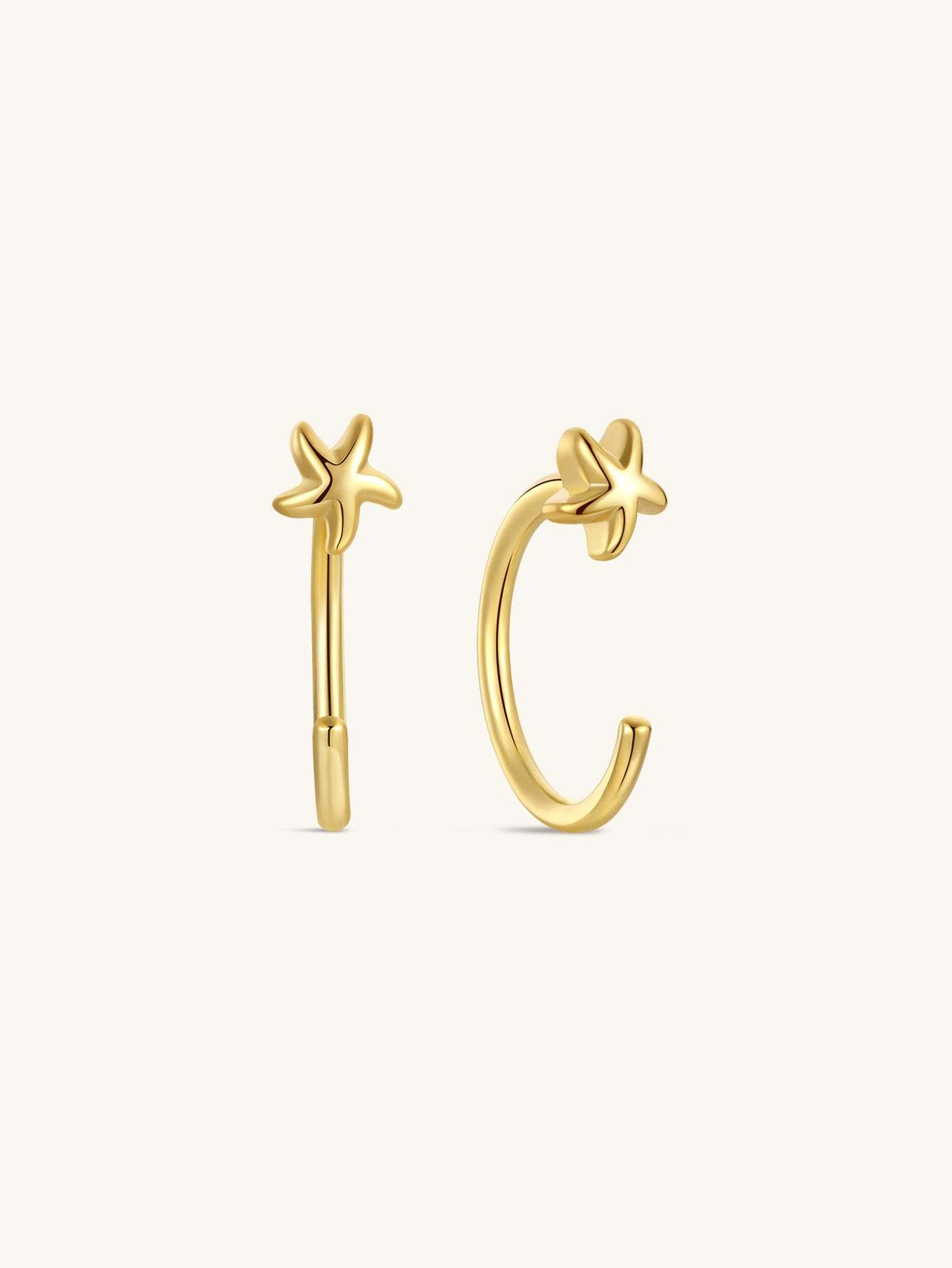S925 Star Open Huggie Earrings-Olarajewelry