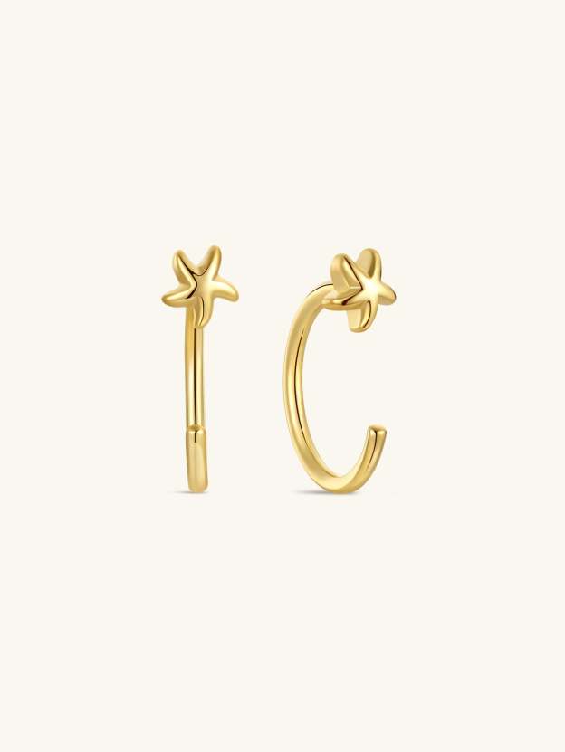 S925 Star Open Huggie Earrings-Olarajewelry
