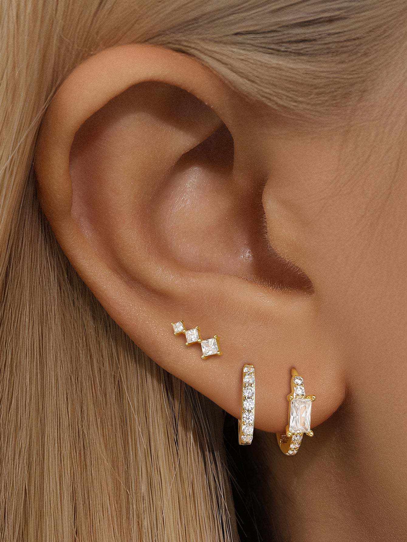 Olara Simple Square Zirconia Earrings-Olarajewelry